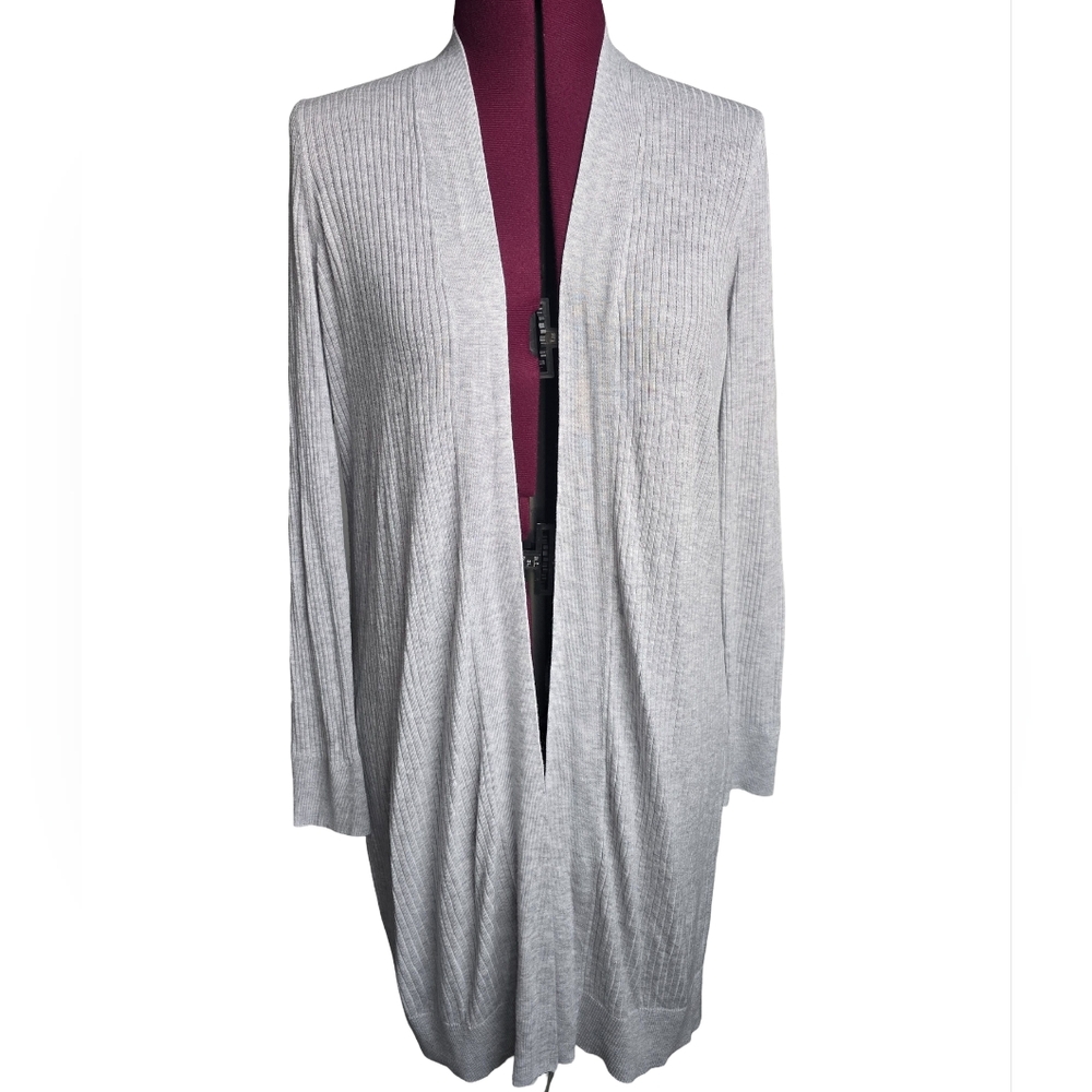 LOFT Light Gray Open Front Cardigan